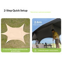 Auvent dôme pare-soleil 860x460cm, tente instantanée avec revêtement noir UPF50+ et structure en fer pour camping et festivals en extérieur