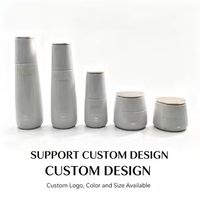 Set Botol Kosmetik Kaca Lengkung Putih Matte Kosong untuk Perawatan Kulit, Toner, Lotion, Serum, Krim, Ukuran Kustom, Cetak Warna, Kemasan