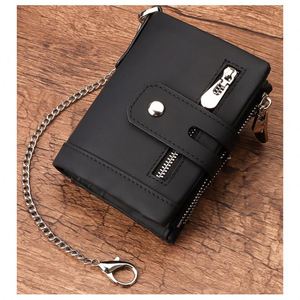 <b>Rfid</b> Blocking Genuine Leather Luxury Purse Casual Small Mini Leather <b>Wallets</b> Vintage Gents <b>Mens</b> Slim <b>Wallet</b> With Zipper - Product Image 1