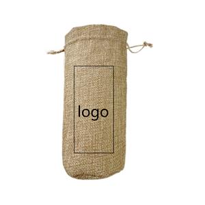 Custom Logo Printable Round Bottom Linen Wine Drawstring <b>Bags</b> Wholesale Plain Burlap Single <b>Bottle</b> <b>Gift</b> Packaging Pouches - Product Image 2