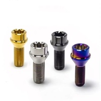 Boulon de moyeu de roue en titane M12/m14x1.5x28-45mm Douille Torx Siège conique à 60 degrés Boulon de roue forgé Finition anodisée