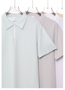 เสื้อโปโลแขนสั้นผู้ชายสไตล์มินิมอลญี่ปุ่<span class=keywords><strong>น</strong></span>แบบลำลองธุรกิจ สีบล็อก คอซิปครึ่งตัว ผ้า 220GSM รับทำโลโก้ตามสั่ง สำหรับขายส่ง - Product Image 2