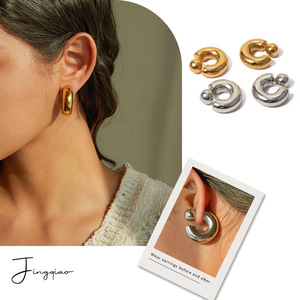 Yueli Geometric <b>Stud</b> <b>Earrings</b> Gold <b>Silver</b> Color Zinc Alloy Fashion Jewelry Gift for Women - Product Image 1