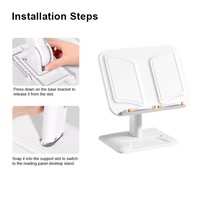 Support de lecture de bureau réglable en plastique HUACHI 225x300mm Modèle 880