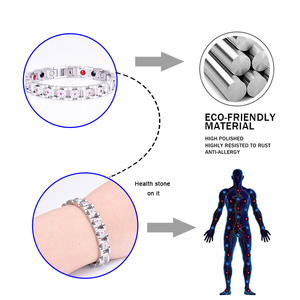 Gelang Rantai Berlian Imitasi Perempuan, Rantai Tangan Magnetik Stainless Steel Energi Positif Germanium - Product Image 4