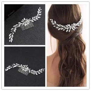 Pente de cabelo de noiva com pérolas falsas, joia fashion com pérolas e diamantes de metal, acessório de cabelo luxuoso para mulheres