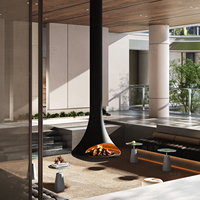 Cheminée suspendue atomisante pour décoration de villa, en acier au carbone, pour intérieur, à vapeur d'eau, 900 mm, à fixation au plafond