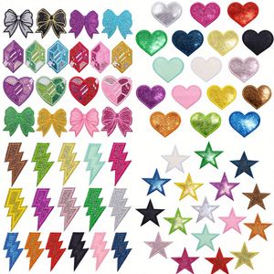 Patch thermocollant 3D brodé à paillettes, motifs Cœur, Étoile, Nœud et Nœud Diamant lumineux, pour la décoration de vêtements et sacs à main, prix de gros - Product Image 1