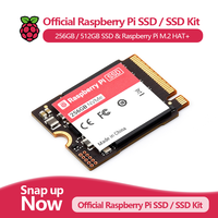 SSD / Kit SSD Resmi Raspberry Pi, 256GB / 512GB dan RPI M.2 HAT+, kompatibel dengan standar PCIe Gen 3, cocok untuk RPI 5.