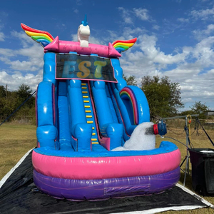 Toboganes de agua de carril de deslizamiento comercial, tobogán de agua inflable de palmera con piscina, tobogán de piscina de agua de pato inflable - Product Image 4