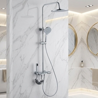Ensemble de robinet de douche fonctionnel multi-modèles chromé moderne en cuivre pommeau de douche chromé supérieur de 10 pouces pour la salle de bain