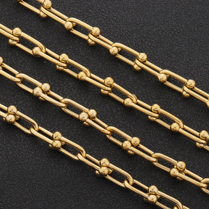 Chaîne en acier inoxydable en forme de U plaquée or 18 carats pour la fabrication de bracelets, accessoires de bijouterie H1549 - Product Image 1