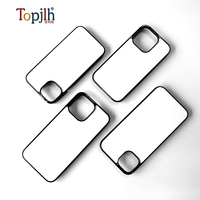 Topjlh Gros Sublimation Blancs Noir En Plastique Sublimation Cas 2D PC TPU avec Tôle Téléphone Cas pour iPhone 14 Série