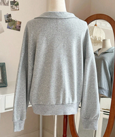 Sweat-shirt demi-zip preppy pour femme, coupe oversize et courte, en molleton bouclette, style minimaliste, décontracté, tendance urbaine, ODM OEM personnalisé