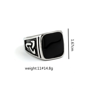 yunnique European American Retro Stainless Steel Unisex <b>Ring</b> <b>Celtic</b> Knot Resin Inlay Geometric Design Gift Jewelry - Product Image 5