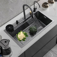 Évier de cuisine en acier inoxydable SS 304, simple/double bac, à encastrer, brossé, multifonctionnel, moderne