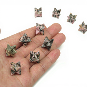 Rhodonite Naturelle, Cristal de Merkaba, Étoile de Géométrie Sacrée, Tétraèdre, Pierre Gemme Sculptée, Vente en Gros pour la Méditation et la Décoration - Product Image 1