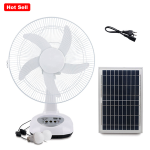 Ventilatore da tavolo solare GDTIMES da 16 pollici con pannello solare, ventilatore da tavolo portatile con luce LED, porta USB, due ventole. - Product Image 1