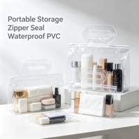 Sacs de rangement en PVC transparents, durables et personnalisables, avec fermeture éclair, imprimés en offset, pour usage cosmétique