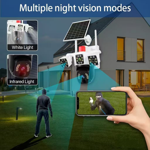 Outdoor Solar <strong>CCTV</strong> Security IP Surveillance <strong>Camera</strong> Three Lenses Color Night Vision Two-Way Audio Wide Angle Cloud PTZ - Product Image 3