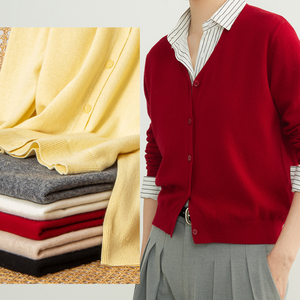 100% cárdigan de <span class=keywords><strong>lana</strong></span> <span class=keywords><strong>merino</strong></span> para <span class=keywords><strong>mujer</strong></span> con cuello en V primavera y otoño nuevo diseño Jersey suéter de punto abrigo cárdigan de <span class=keywords><strong>lana</strong></span> para <span class=keywords><strong>mujer</strong></span> - Product Image 5