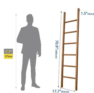 บันไดผ้าห่มไม้ธรรมชาติขนาด <span class=keywords><strong>6</strong></span> <span class=keywords><strong>ฟุต</strong></span> เป็นมิตรกับสิ่งแวดล้อม 5 ชั้น สำหรับตกแต่งห้องนั่งเล่น วางพิงผนัง สไตล์วินเทจ สำหรับโชว์<span class=keywords><strong>ผ้า</strong></span>ห่ม - Product Image 3