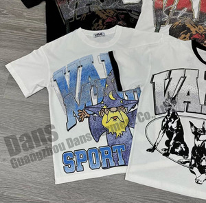 Custom Hip Hop Streetwear Jumbo Screen Print gráfico con diamantes de imitación camiseta Pour Hommes algodón pesado camiseta de gran tamaño para los hombres - Product Image 2