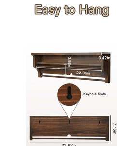 Vitrina <span class=keywords><strong>de</strong></span> Madera Marrón para Exhibición <span class=keywords><strong>de</strong></span> Medallas, Estante para Trofeos Montado en la Pared con Panel para Colección Deportiva - Product Image 3