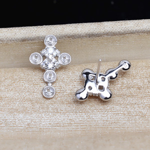 Pendientes de Plata S925 con Múltiples Cuentas y Perlas de Circonio, Soporte Irregular para Orejas, Accesorios Estilo Suegra - Product Image 2