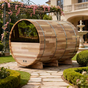 Cedro rojo <span class=keywords><strong>canadiense</strong></span> 2-6 personas Sauna al aire libre Precio de fábrica Jardín Buen medio vidrio Multi-End Barril de madera Sauna al aire libre - Product Image 2