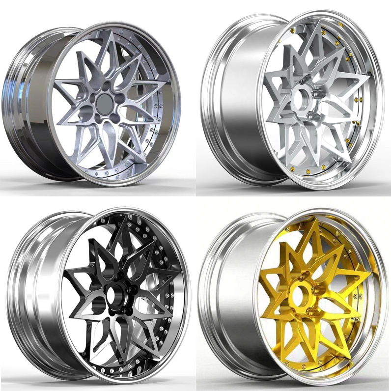 Mesh Car Rims New Luxury Racing Aluminium Alloy Two Piece Forged Wheel Rims Mesh ...