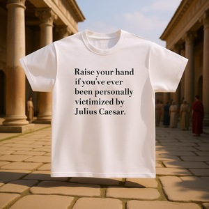 Maglietta 'Victimized By Caesar' dell'Impero Romano, Divertente Maglietta Meme, Regalo Scherzo - Product Image 3