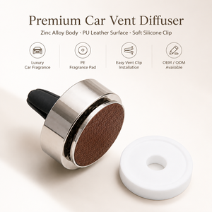 Parfum d'intérieur de voiture en cuir PU huile essentielle rechargeable Clip d'évent de voiture parfum de voiture longue durée - Product Image 1