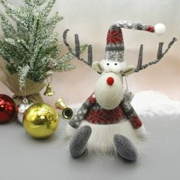 Décoration de Noël en peluche personnalisée, figurine de renne en peluche, tissus et garnitures personnalisés, étiquette personnalisée, jouet en peluche