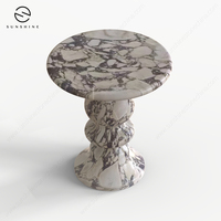 Meja marmer Travertine pertengahan Modern, desain Retro meja malam untuk perabotan kamar tidur & Lounge