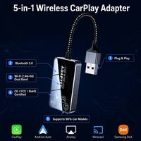 محول كاربلاي لاسلكي للآيفون وأندرويد أوتو، يدعم 98% من موديلات السيارات، يعمل عبر USB، يدعم البلوتوث والواي فاي، OEM وODM