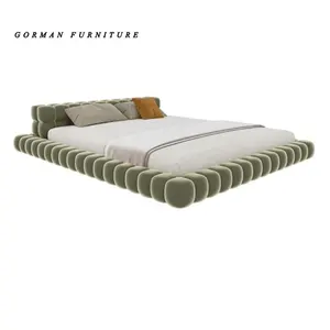 เตียงดีไซน์อิตาลีขนาด2เมตรเตียงผ้าหรูหราบรรยากาศไฮเอนด์เตียงวิลล่าสุดหรู