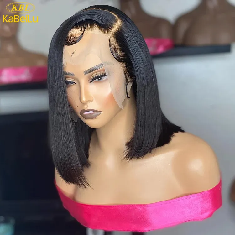 Raw deep wave bob wig brazilian human hair lace front wigs ,unprocessed short bob wig vendors,100% virgin human hair wig