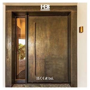 Puerta de Seguridad Metálica Residencial de Diseño Moderno, Tratamiento de Superficie de Cobre Oxidado, Aluminio Fundido, Entrada Frontal Exterior para Casas - Product Image 1