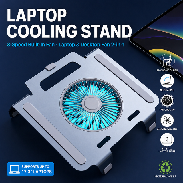 Aluminum Laptop Cooling Stand Adjustable Fan Speed Foldable Universal Laptop Stands for Office Gaming Gifts OEM Bulk Wholesale