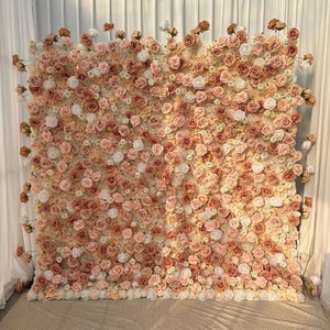 Mur de fleurs artificielles A-FW051, toile de fond 8x8 pieds, roses en soie enroulables pour mariage, événement, salon de beauté, décoration avec support - Product Image 3