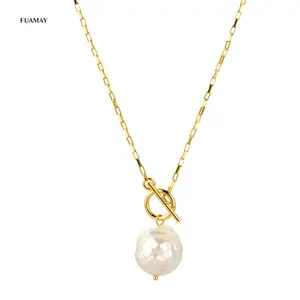 FUAMAY Dainty T Bar Barocken Süßwasser Perle Halsketten Perlen für Schmuck Machen