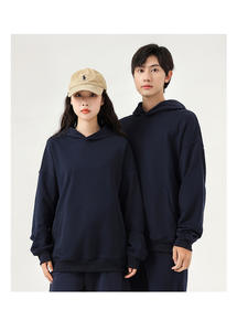 380gsm peso pesado Terry 85% algodón, 15% poliéster hombres Drop Shoulder HOODIE color sólido básico holgado Unisex Hoodies. - Product Image 6