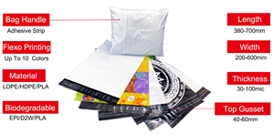 Sacs d'expédition en polyéthylène personnalisés avec logo, vente en gros d'usine, pochettes de courrier résistantes et épaisses avec fermeture autocollante pour l'emballage de vêtements - Product Image 5