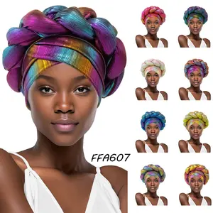 ไนจีเรียไวน์ Burgundy Gele headtie ลูกปัดแอฟริกัน Auto turban หมวกไนจีเรียผู้หญิง headwrap
