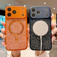 Coque Magnétique Scintillante en Strass Diamant pour iPhone 17 Pro Max 16 15 14 13 avec Chargement Sans Fil et Protection Antichoc