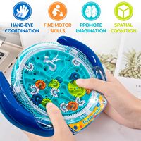 Jeu de labyrinthe spatial STEM en plastique pour enfants avec deux billes en acier et mécanisme à engrenages – Casse-tête stimulant pour les 2 à 4 ans