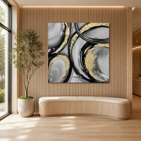 Peinture abstraite moderne en acrylique doré, faite à la main, sur toile, grande œuvre d'art murale pour salon, décoration intérieure, texture épaisse, paysage