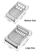 Égouttoir à vaisselle réglable Panier d'égouttage Organisateur de cuisine Étendoir à vaisselle extensible en acier inoxydable antirouille