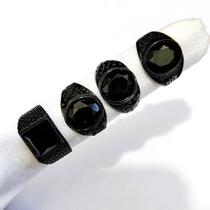 <span class=keywords><strong>Anello</strong></span> da <span class=keywords><strong>uomo</strong></span> placcato argento con gemme miste e <span class=keywords><strong>pietra</strong></span> <span class=keywords><strong>nera</strong></span>, stile vintage antico, per matrimoni, spedizione mista - Product Image 6